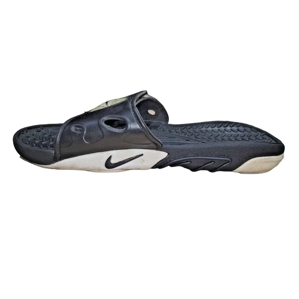 Vintage Y2K Nike Slides Men's Black White Rubber Sandals Size 12 - 810006 001